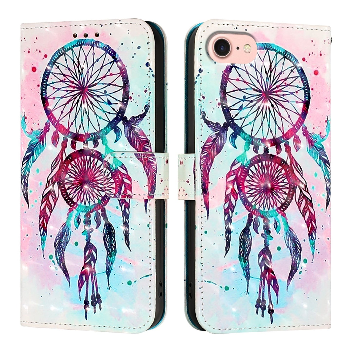 For iPhone 16e 3D Painting Horizontal Flip Leather Phone Case(Color Drop Wind Chimes)