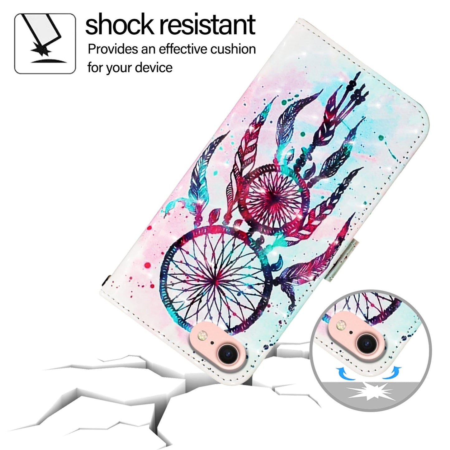 For iPhone 16e 3D Painting Horizontal Flip Leather Phone Case(Color Drop Wind Chimes)