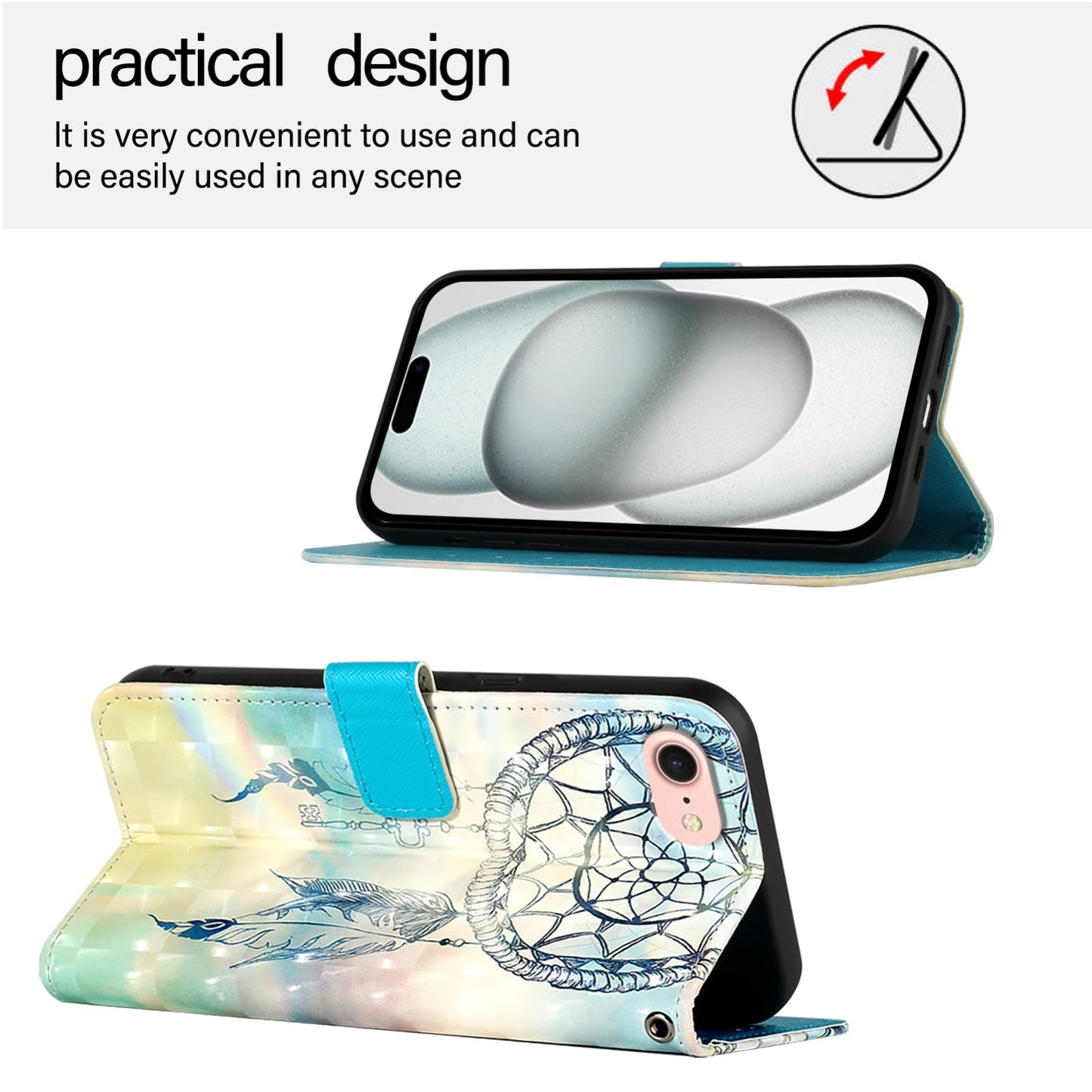 For iPhone 16e 3D Painting Horizontal Flip Leather Phone Case(Dream Wind Chimes)