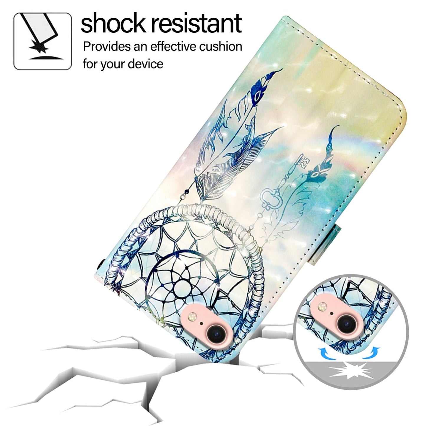 For iPhone 16e 3D Painting Horizontal Flip Leather Phone Case(Dream Wind Chimes)