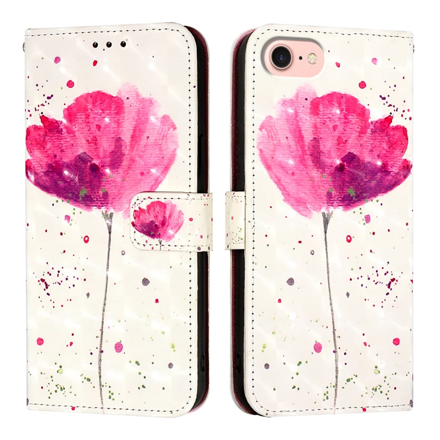 For iPhone 16e 3D Painting Horizontal Flip Leather Phone Case(Flower)