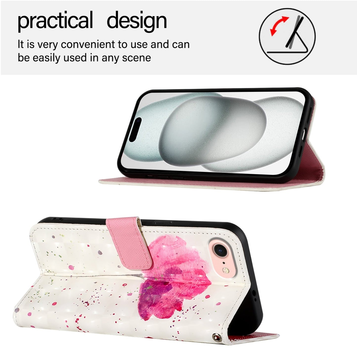 For iPhone 16e 3D Painting Horizontal Flip Leather Phone Case(Flower)