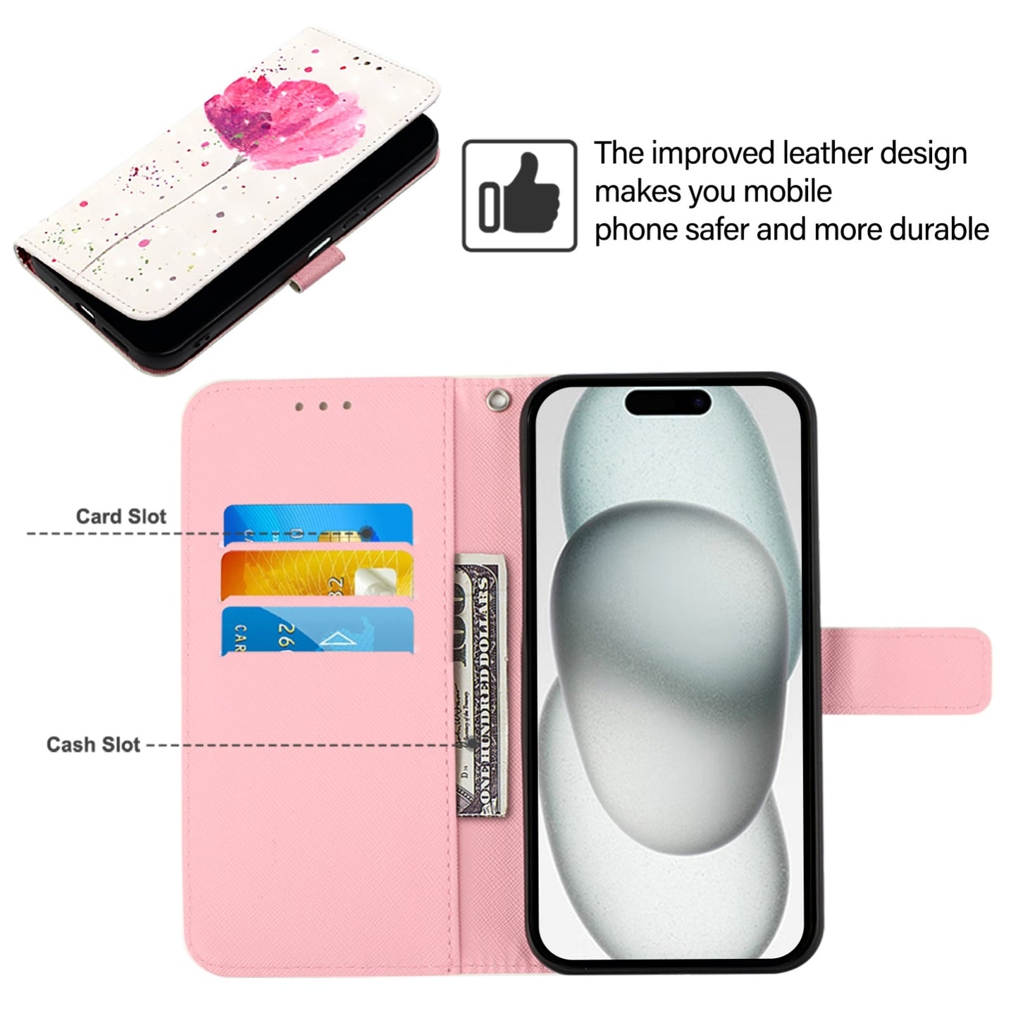 For iPhone 16e 3D Painting Horizontal Flip Leather Phone Case(Flower)