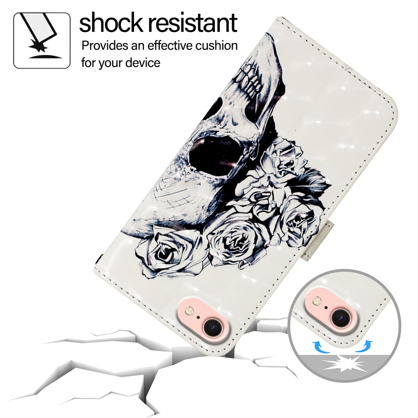 For iPhone 16e 3D Painting Horizontal Flip Leather Phone Case(Skull)