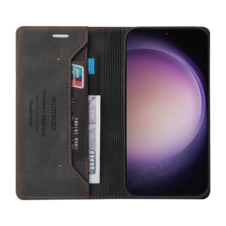 For Samsung Galaxy S24 5G Skin Feel Anti-theft Brush Horizontal Flip Leather Case with Holder(Black)