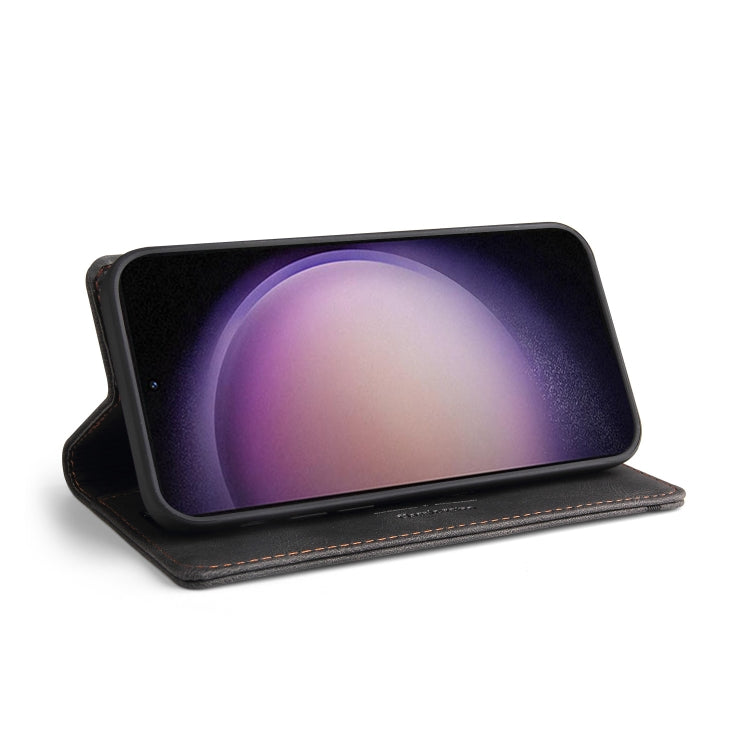 For Samsung Galaxy S24 5G Skin Feel Anti-theft Brush Horizontal Flip Leather Case with Holder(Black)