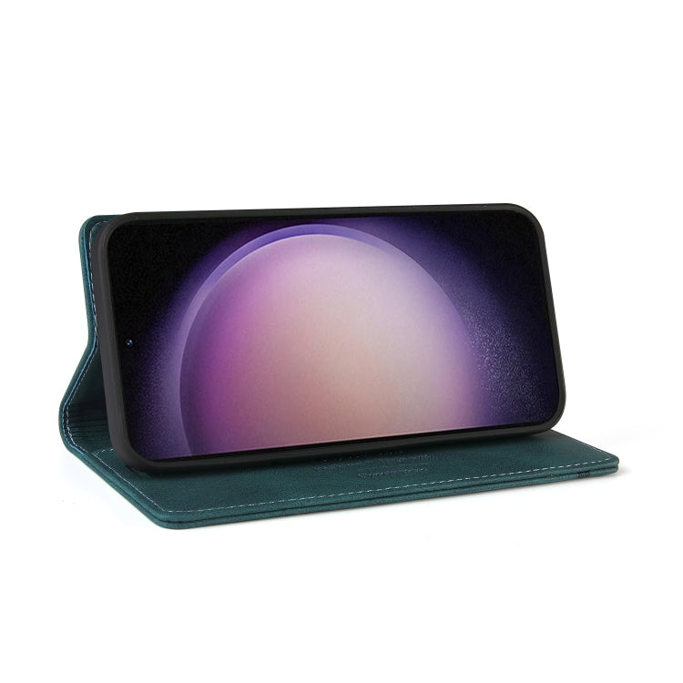 For Samsung Galaxy S24 5G Skin Feel Anti-theft Brush Horizontal Flip Leather Case with Holder(Blue)