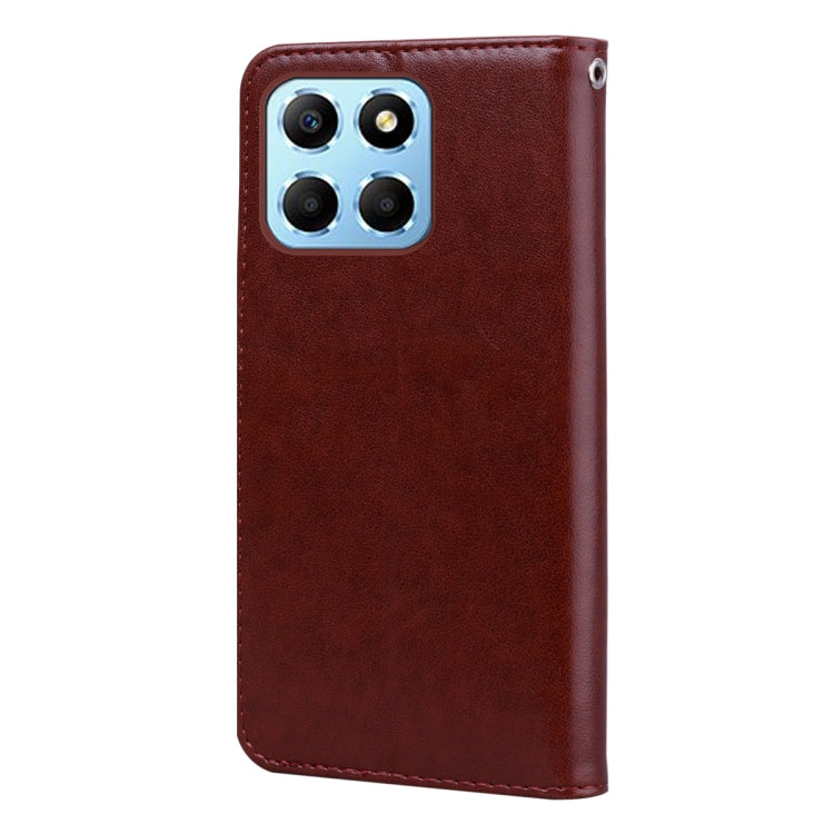 For Honor X8b Rose Embossed Flip PU Leather Phone Case(Brown)