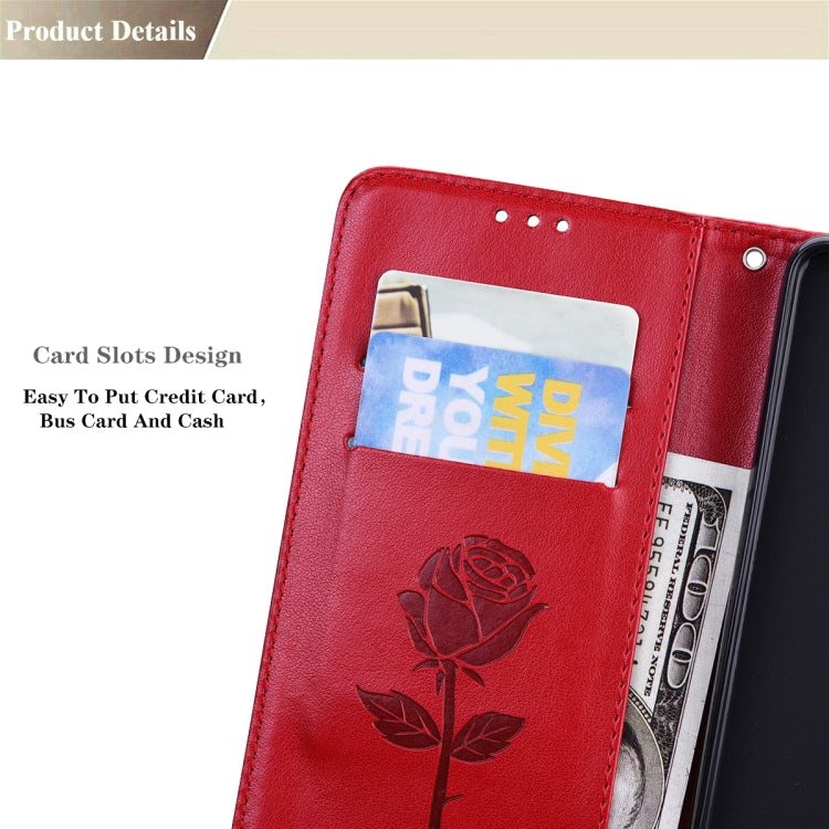 For Honor X8b Rose Embossed Flip PU Leather Phone Case(Red)