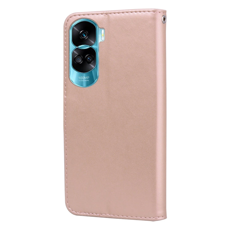 For Honor 90 Lite Rose Embossed Flip PU Leather Phone Case(Rose Gold)