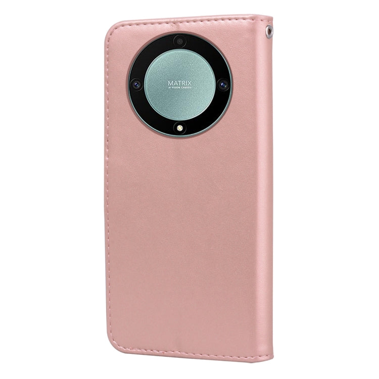 For Honor X9a / Magic 5 Lite Rose Embossed Flip PU Leather Phone Case(Rose Gold)
