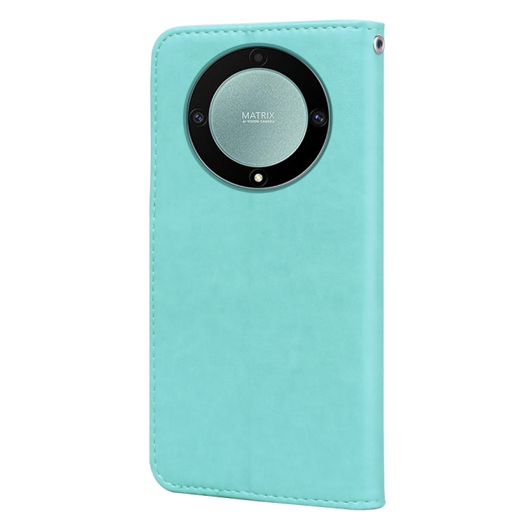 For Honor X9b Rose Embossed Flip PU Leather Phone Case(Green)