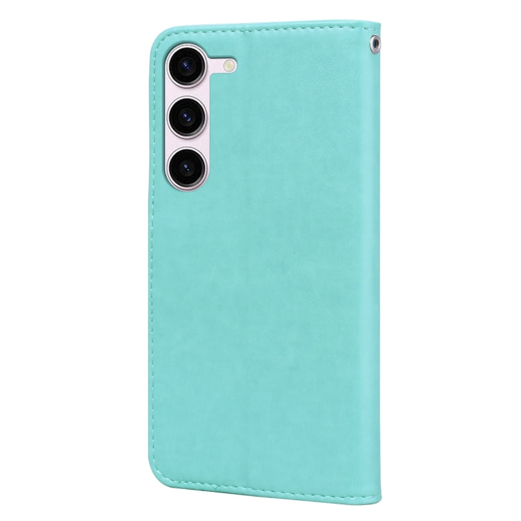 For Samsung Galaxy S24 Rose Embossed Flip PU Leather Phone Case(Green)