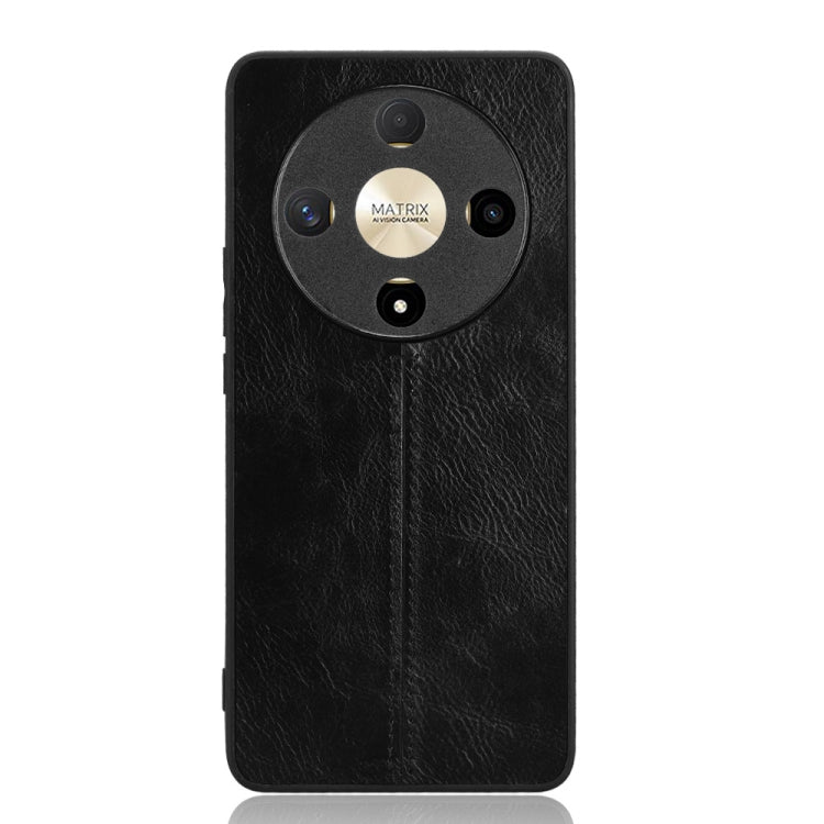 For Honor X9b 5G / Magic6 Lite Cow Pattern Sewing Back Cover Phone Case(Black)