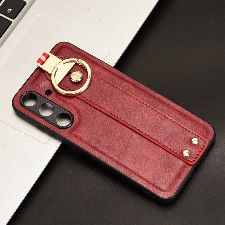 For Samsung Galaxy S24 5G Wristband Leather Back Phone Case(Red)