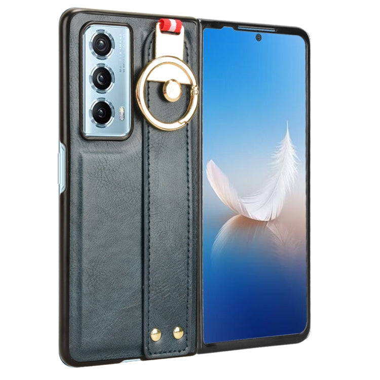 For Honor Magic Vs2 Wristband Leather Back Phone Case(Blue)