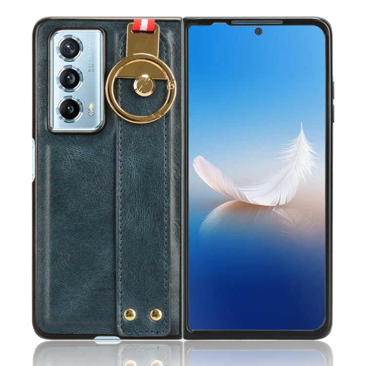 For Honor Magic Vs2 Wristband Leather Back Phone Case(Blue)