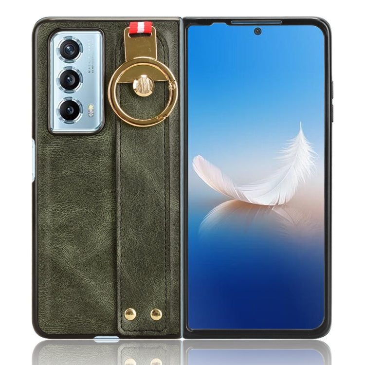 For Honor Magic Vs2 Wristband Leather Back Phone Case(Green)