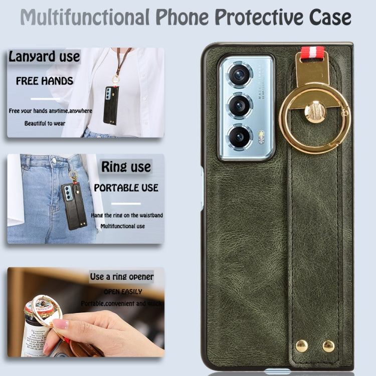 For Honor Magic Vs2 Wristband Leather Back Phone Case(Green)