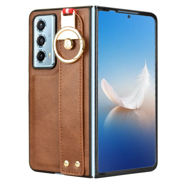 For Honor Magic Vs2 Wristband Leather Back Phone Case(Brown)