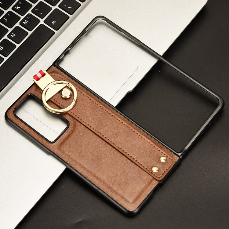 For Honor Magic Vs2 Wristband Leather Back Phone Case(Brown)