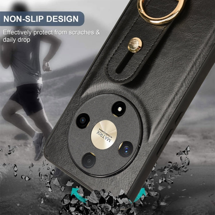 For Honor X9b/Magic6 Lite 5G Wristband Leather Back Phone Case(Black)