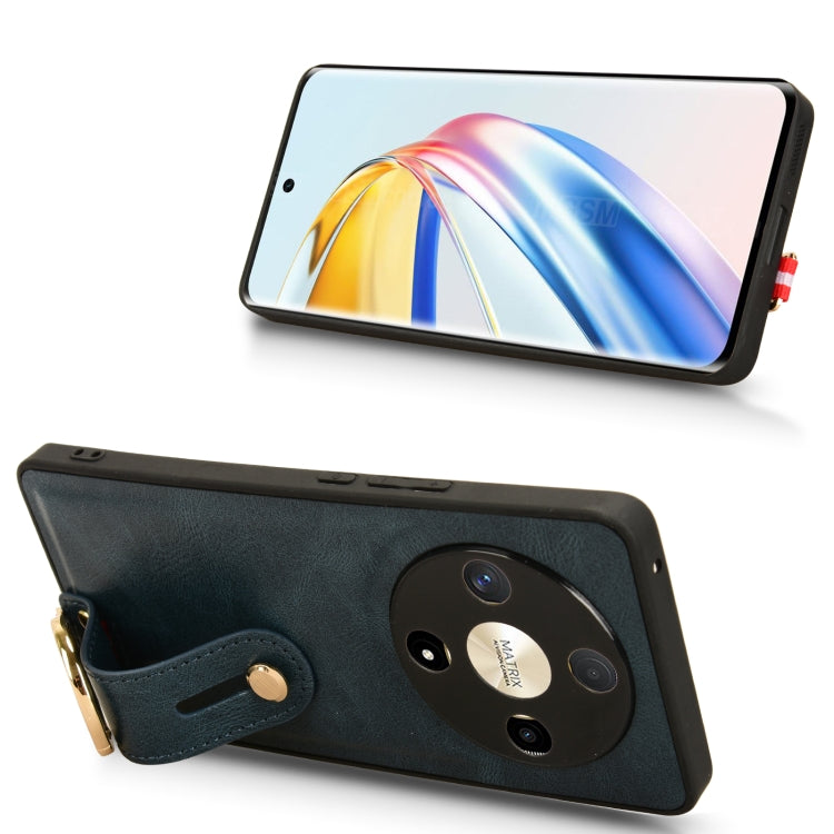 For Honor X9b/Magic6 Lite 5G Wristband Leather Back Phone Case(Blue)