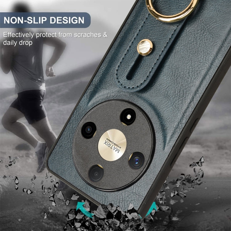 For Honor X9b/Magic6 Lite 5G Wristband Leather Back Phone Case(Blue)