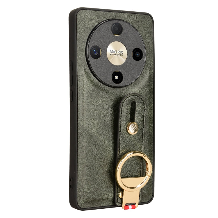 For Honor X9b/Magic6 Lite 5G Wristband Leather Back Phone Case(Green)