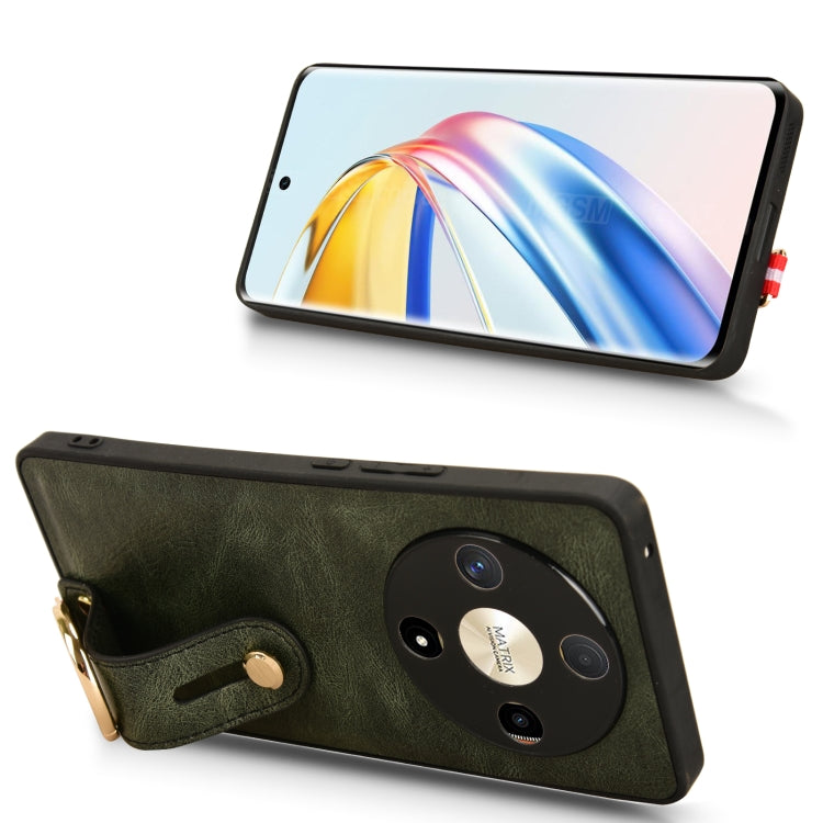 For Honor X9b/Magic6 Lite 5G Wristband Leather Back Phone Case(Green)