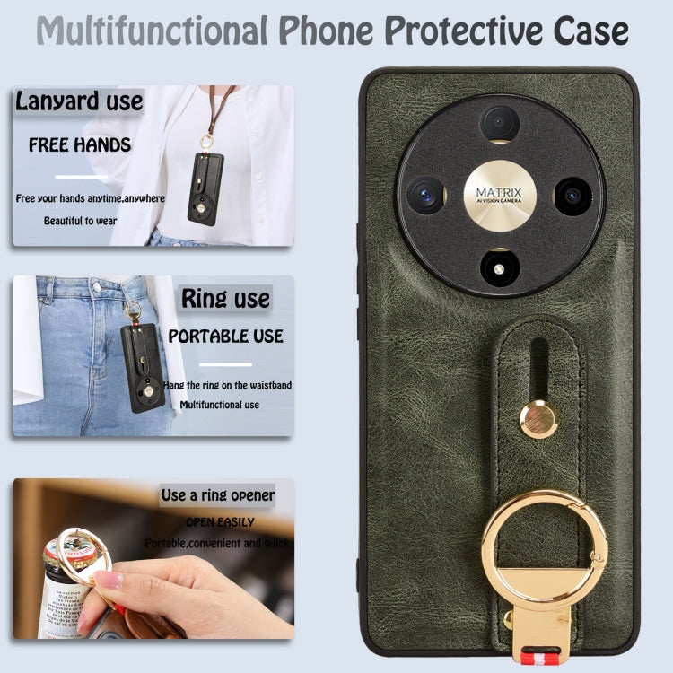 For Honor X9b/Magic6 Lite 5G Wristband Leather Back Phone Case(Green)