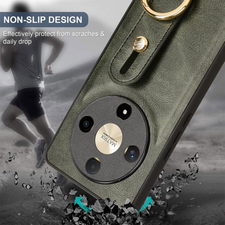 For Honor X9b/Magic6 Lite 5G Wristband Leather Back Phone Case(Green)