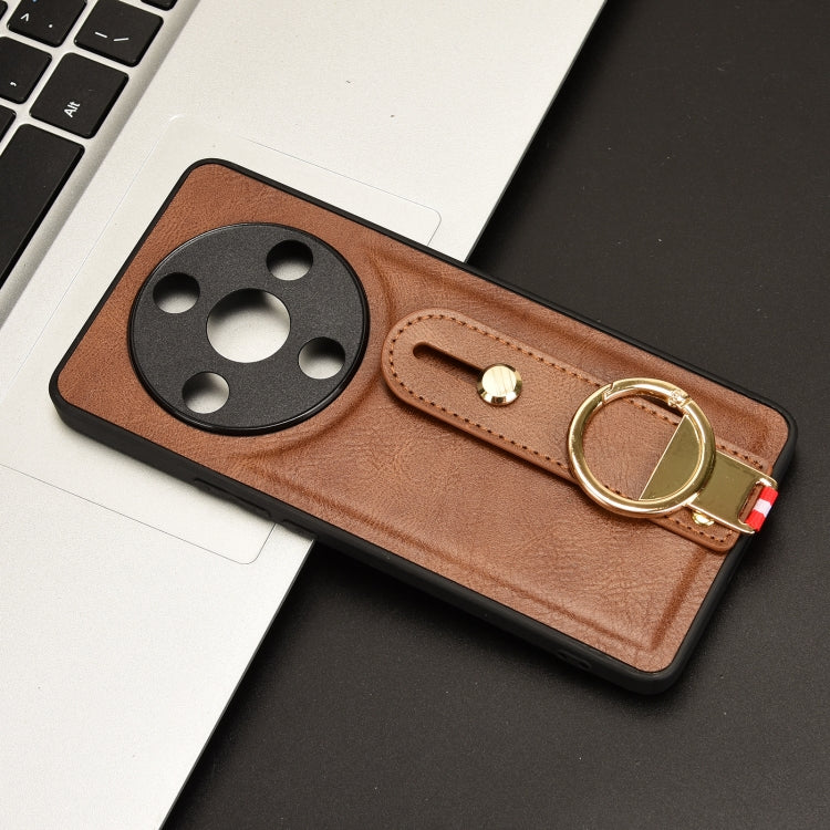 For Honor X9b/Magic6 Lite 5G Wristband Leather Back Phone Case(Brown)