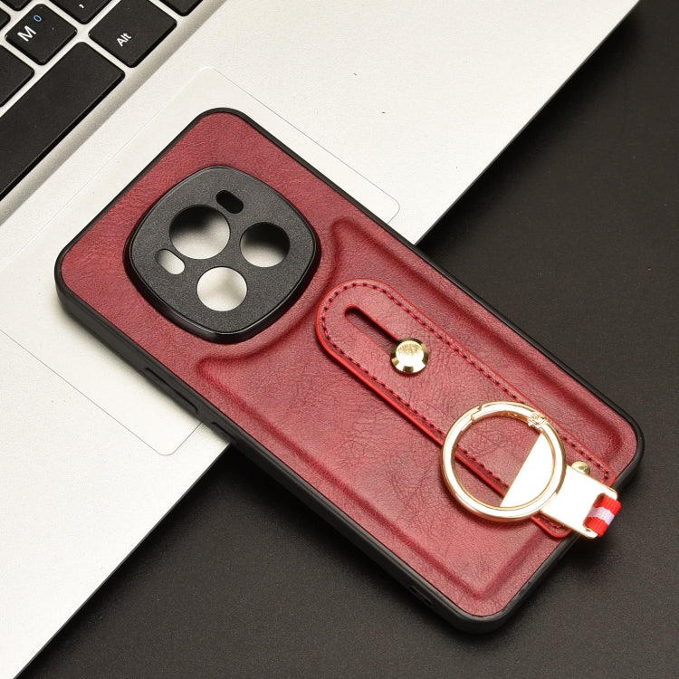 For Honor Magic6 Wristband Leather Back Phone Case(Red)