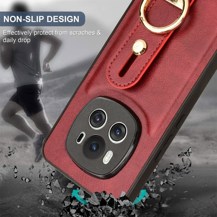 For Honor Magic6 Wristband Leather Back Phone Case(Red)