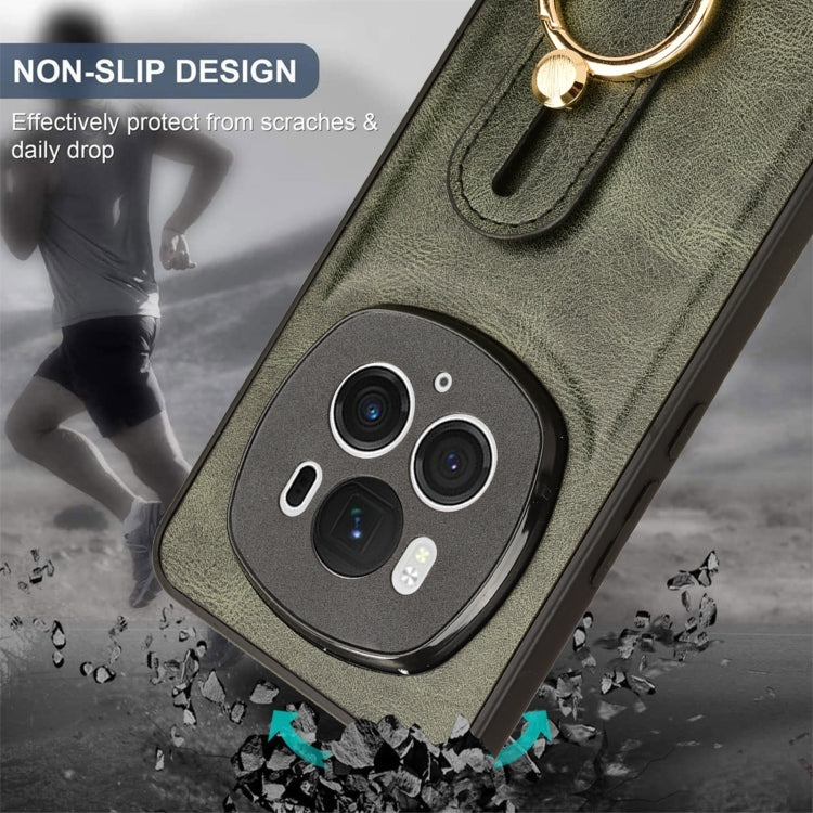 For Honor Magic6 Pro Wristband Leather Back Phone Case(Green)