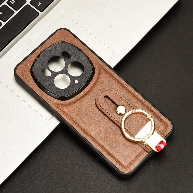 For Honor Magic6 Pro Wristband Leather Back Phone Case(Brown)