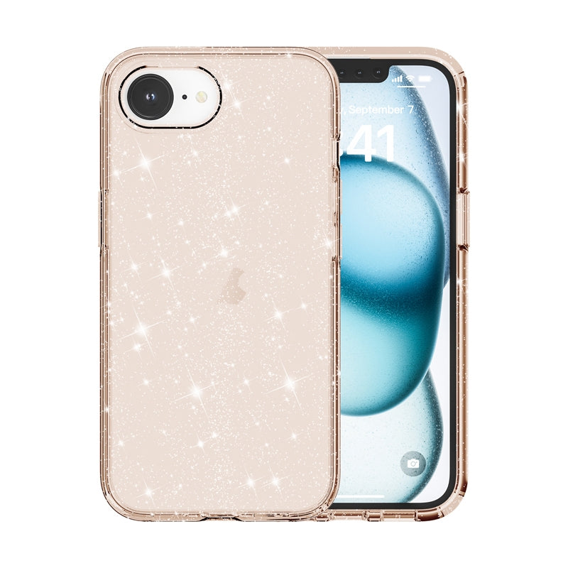 For iPhone 16e Shockproof Terminator Glitter Powder Phone Case(Gold)