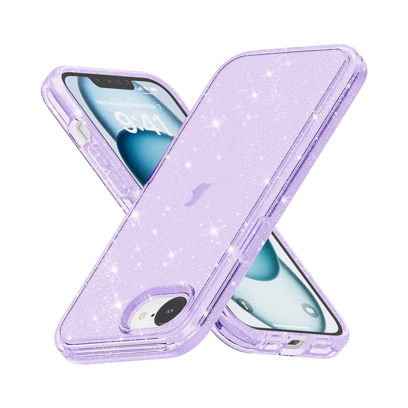 For iPhone 16e Shockproof Terminator Glitter Powder Phone Case(Purple)