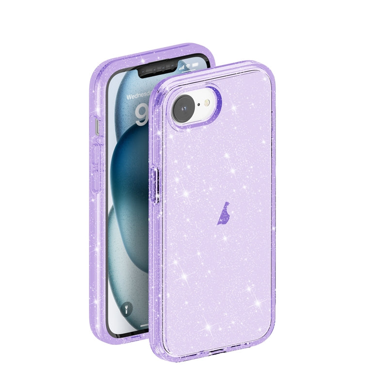 For iPhone 16e Shockproof Terminator Glitter Powder Phone Case(Purple)
