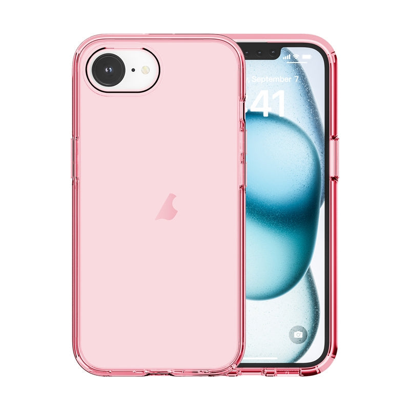 For iPhone 16e Shockproof Terminator Transparent Phone Case(Pink)