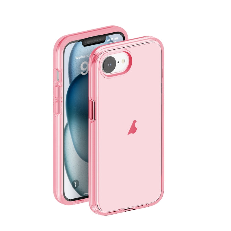 For iPhone 16e Shockproof Terminator Transparent Phone Case(Pink)