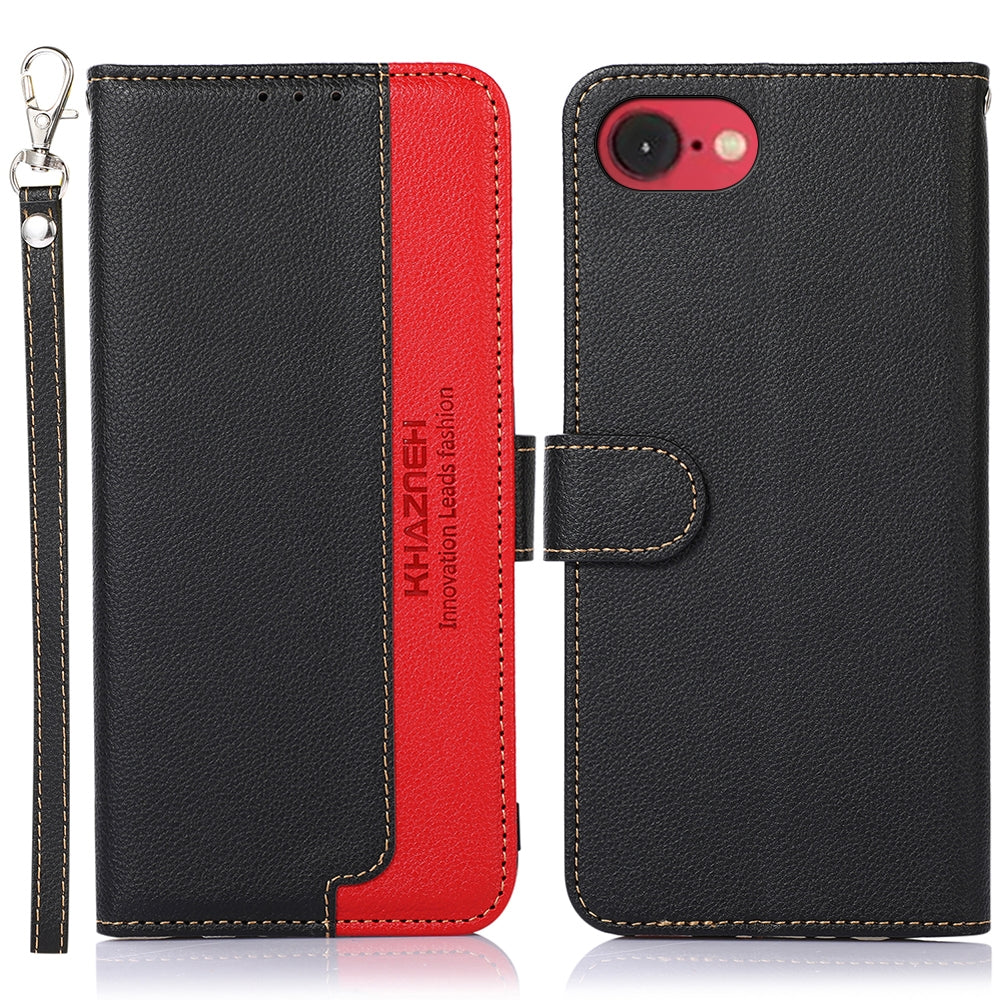 For iPhone 16e KHAZNEH Litchi Texture Leather RFID Phone Case(Black)