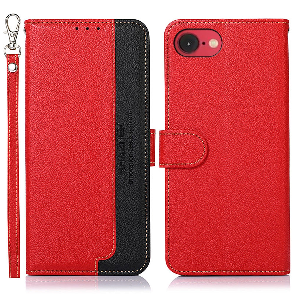 For iPhone 16e KHAZNEH Litchi Texture Leather RFID Phone Case(Red)