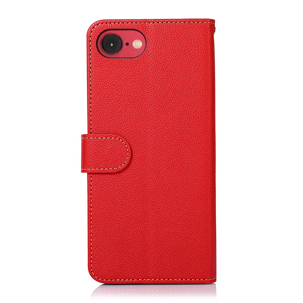 For iPhone 16e KHAZNEH Litchi Texture Leather RFID Phone Case(Red)