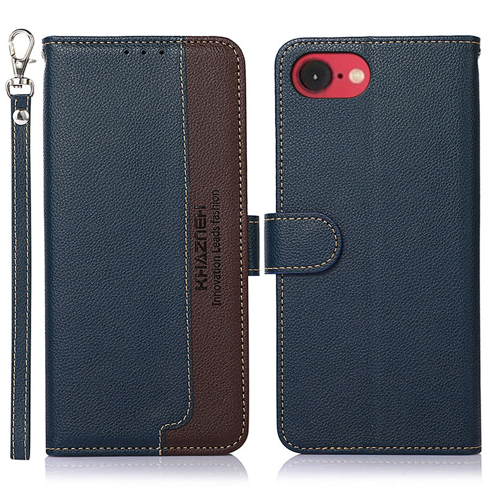 For iPhone 16e KHAZNEH Litchi Texture Leather RFID Phone Case(Blue)