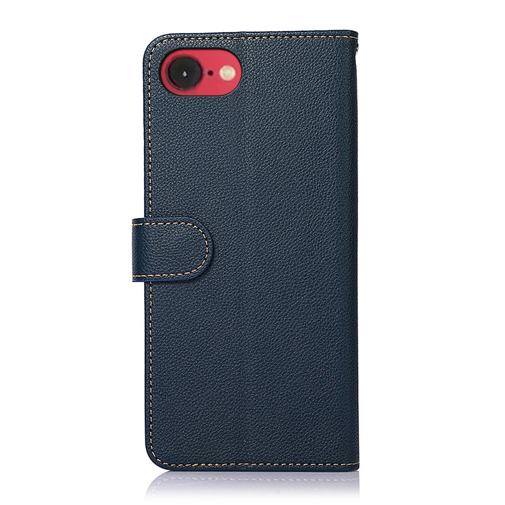 For iPhone 16e KHAZNEH Litchi Texture Leather RFID Phone Case(Blue)