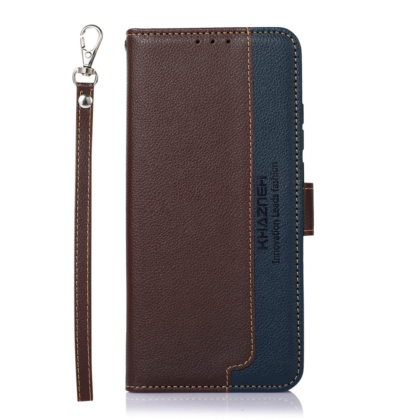For iPhone 16e KHAZNEH Litchi Texture Leather RFID Phone Case(Brown)