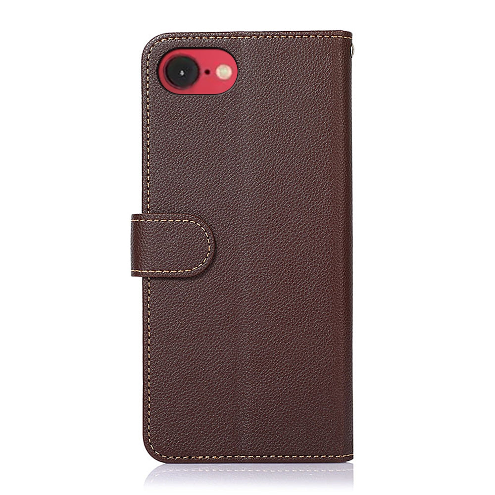 For iPhone 16e KHAZNEH Litchi Texture Leather RFID Phone Case(Brown)