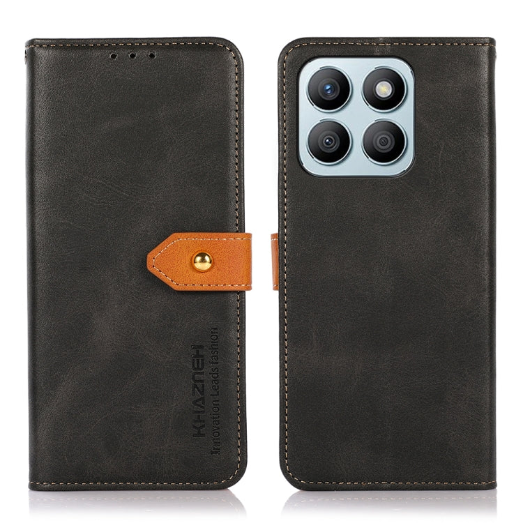 For Honor X8b KHAZNEH Dual-color Cowhide Texture Flip Leather Phone Case(Black)